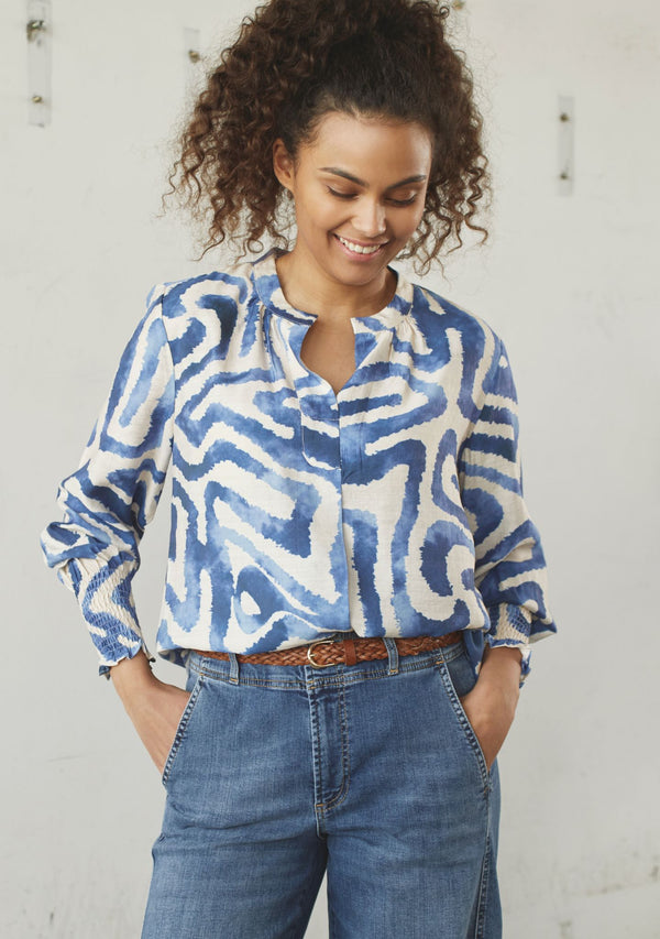 I SAY Ane Printed Blouse Blouses N21 Blue Graphical