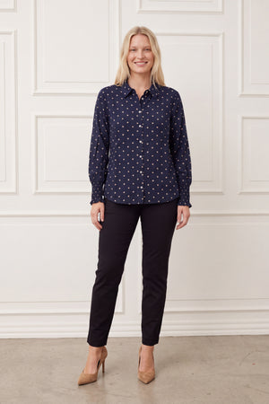 I SAY Ane Smock Shirt Shirts D67 Navy Dot