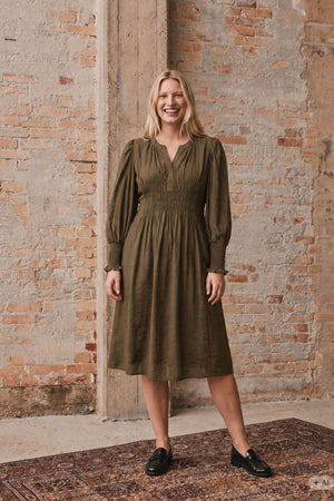 I SAY Ane V-Neck Dress Dresses 820 Dark Khaki
