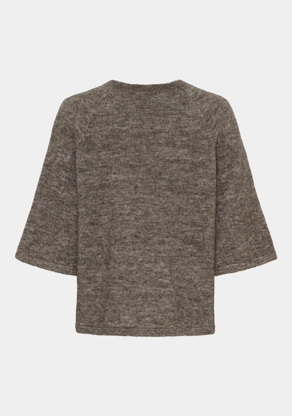 I SAY Anna 3/4 Sleeve Pullover Knitwear 361 Taupe Melange