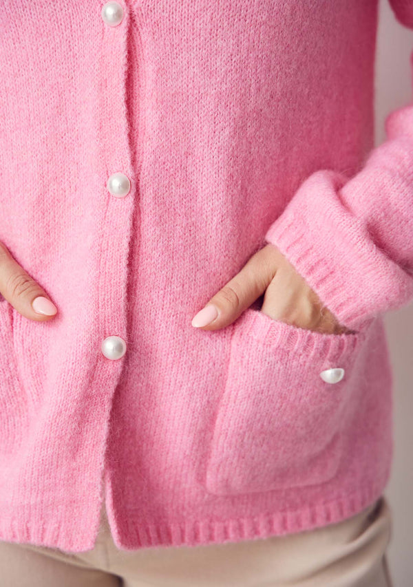 I SAY Anna Classic Cardigan Knitwear 550 Fresh Pink