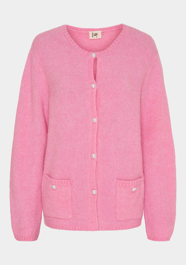 I SAY Anna Classic Cardigan Knitwear 550 Fresh Pink