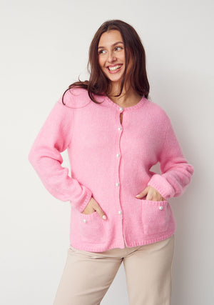 I SAY Anna Classic Cardigan Knitwear 550 Fresh Pink