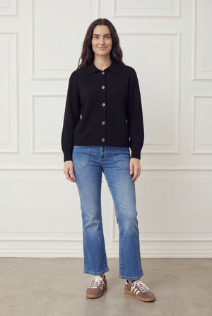 I SAY Anna Colar Cardigan Knitwear 900 Black