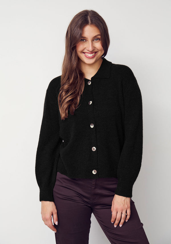 I SAY Anna Colar Cardigan Knitwear 900 Black