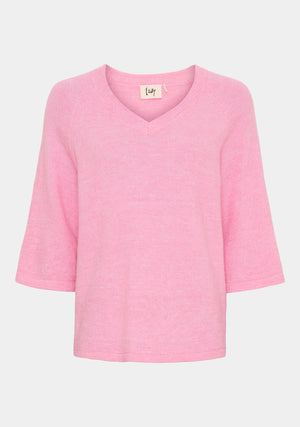I SAY Anna s/s V-Neck Pullover Knitwear 550 Fresh Pink