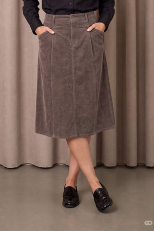 I SAY Barbel Corduroy Skirt Skirts N19 Washed Taupe