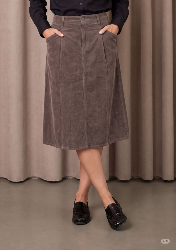 I SAY Barbel Corduroy Skirt Skirts N19 Washed Taupe