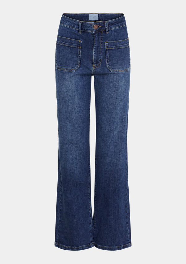 I SAY Bologna Wide Jeans Pants 662 Dark denim
