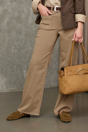 I SAY Bologna wide Twill Pant Pants 928 Light Mole