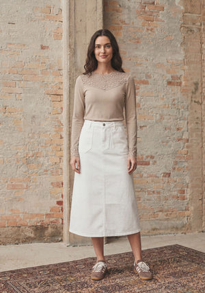 I SAY Carpi Denim Skirt Skirts 101 Broken White