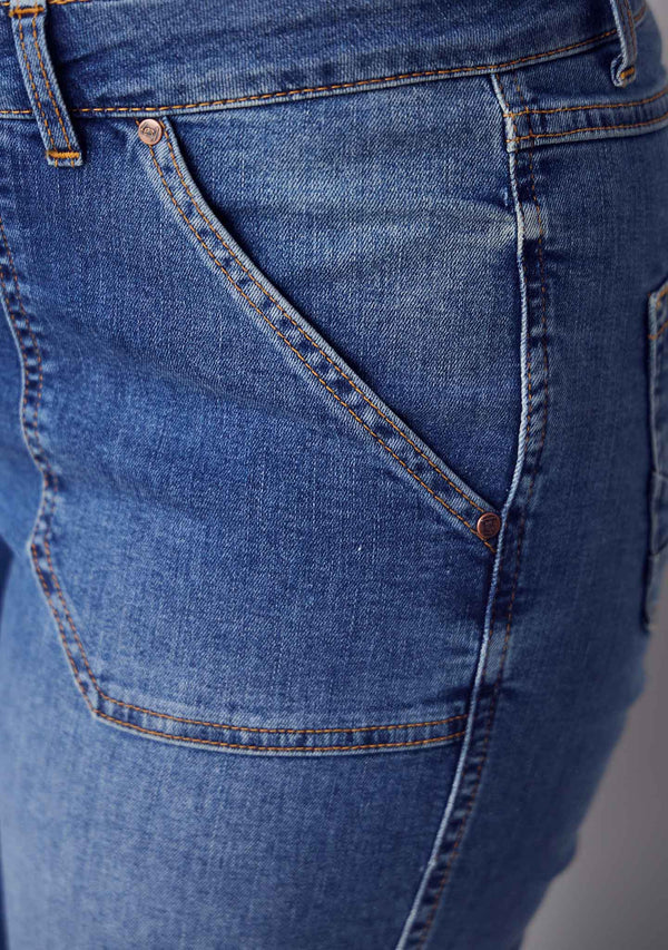 I SAY Como Long Flare Jeans Pants 606 Mid Denim