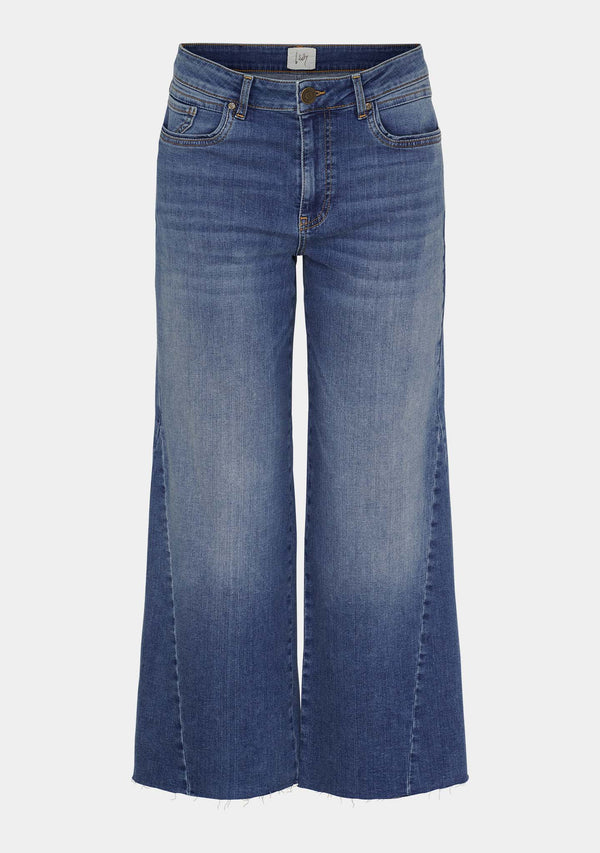I SAY Como Wide Jeans Pants 700 Mid Denim Wash