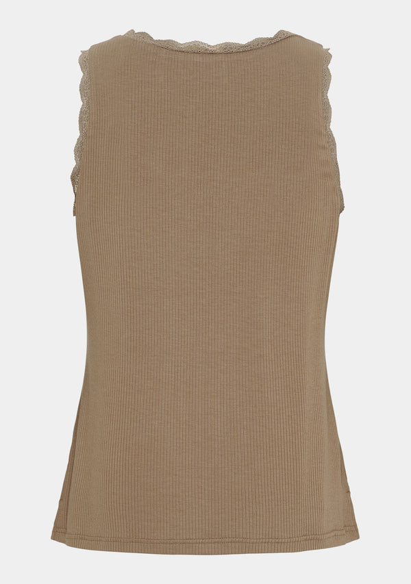 I SAY Dee O-Neck Top Tops 368 Taupe