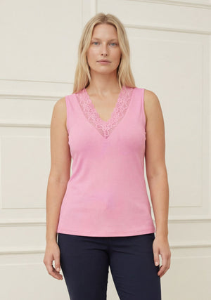 I SAY Dee V-Neck Top Basics 515 Hot pink