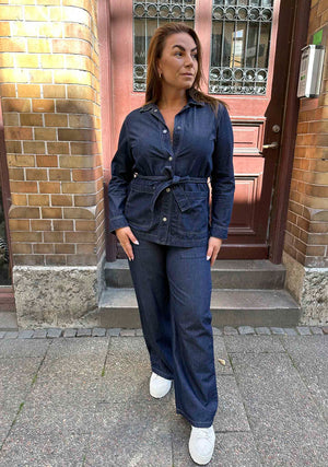 I SAY Diva Belt Blazer Jackets 662 Dark denim