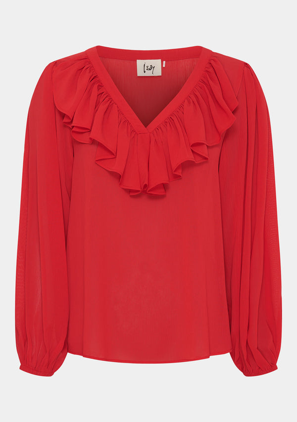 I SAY Ellen Flounce Blouse Blouses 404 Red