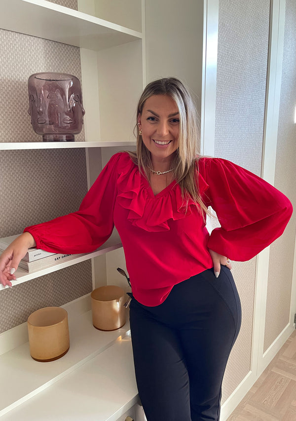 I SAY Ellen Flounce Blouse Blouses 404 Red