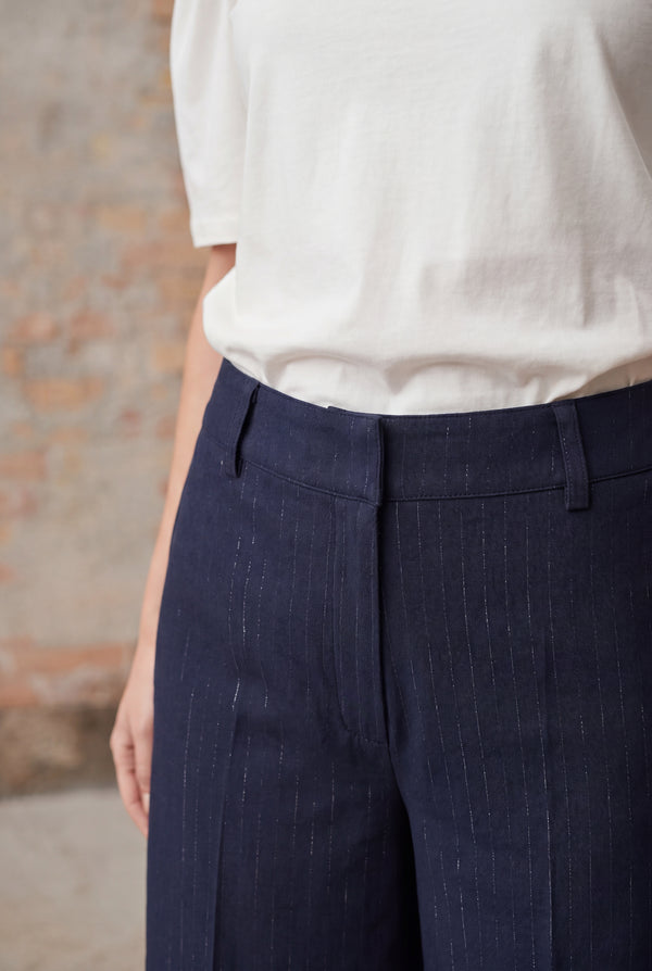 I SAY Felicia Long Shorts Shorts N39 Navy Pinstripe
