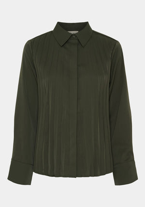 I SAY Frida Pleat Shirt Shirts 918 Army