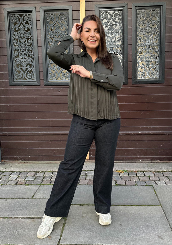 I SAY Frida Pleat Shirt Shirts 918 Army