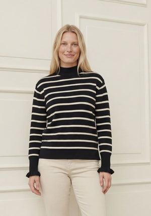 I SAY Frigga Stripe Pullover Knitwear M41 Black w/Cream