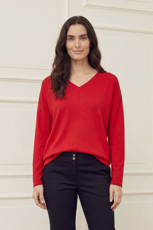 I SAY Frigga V-Neck Knitwear 432 Fresh Red
