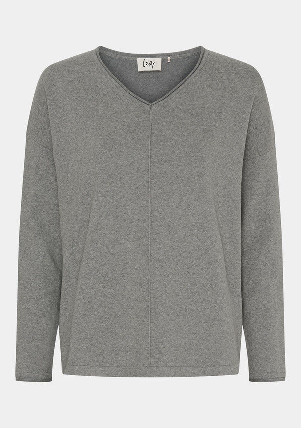 I SAY Frigga V-Neck Knitwear 947 Grey Melange