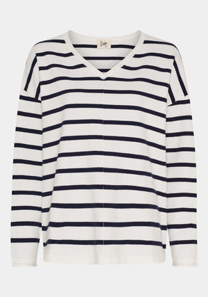 I SAY Frigga V-Neck Knitwear A47 Nautic Stripe