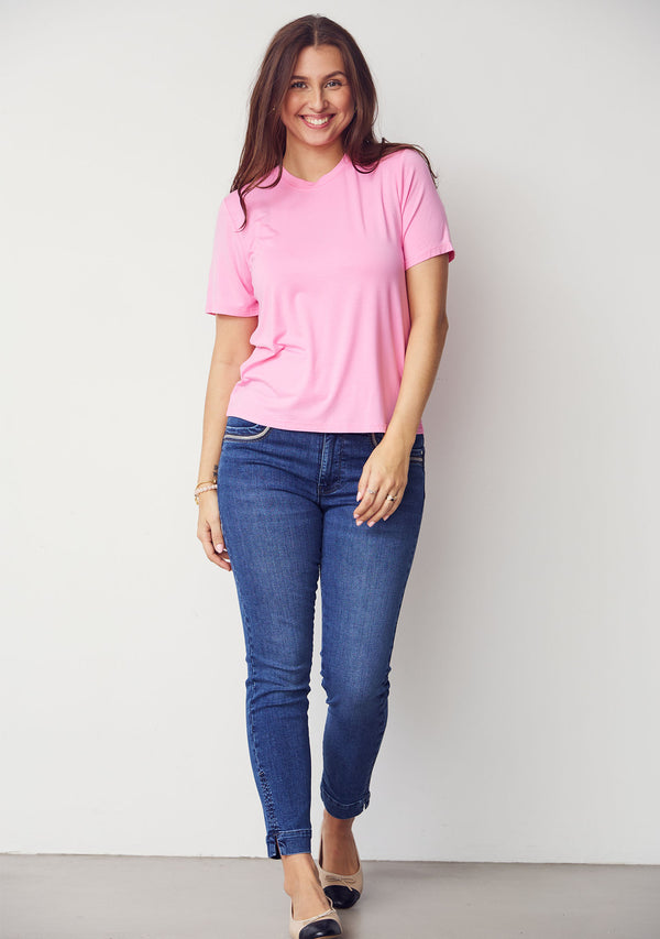 I SAY Gritt O-Neck T-Shirt T-Shirts 515 Hot pink