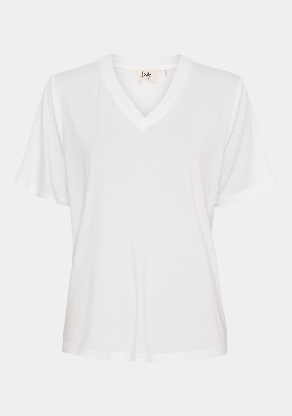 I SAY Gritt V-Neck T-Shirt T-Shirts 100 White