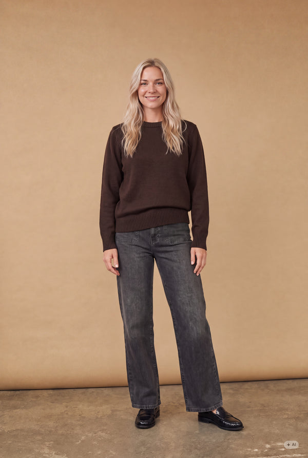 I SAY Gwen Basic Pullover Knitwear 356 Dark brown