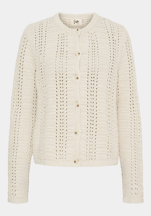 I SAY Gwen Cardigan Knitwear 101 Broken White