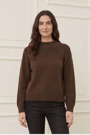 I SAY Gwen Pattern Pullover Knitwear 890 Khaki Melange