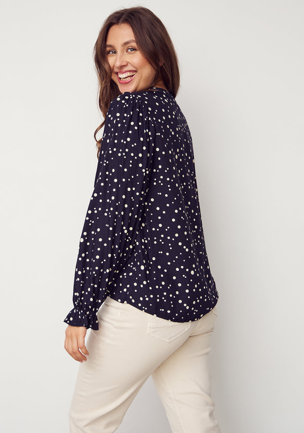I SAY Gyta V-Neck Blouse Blouses M67 Black w/Sand Drops