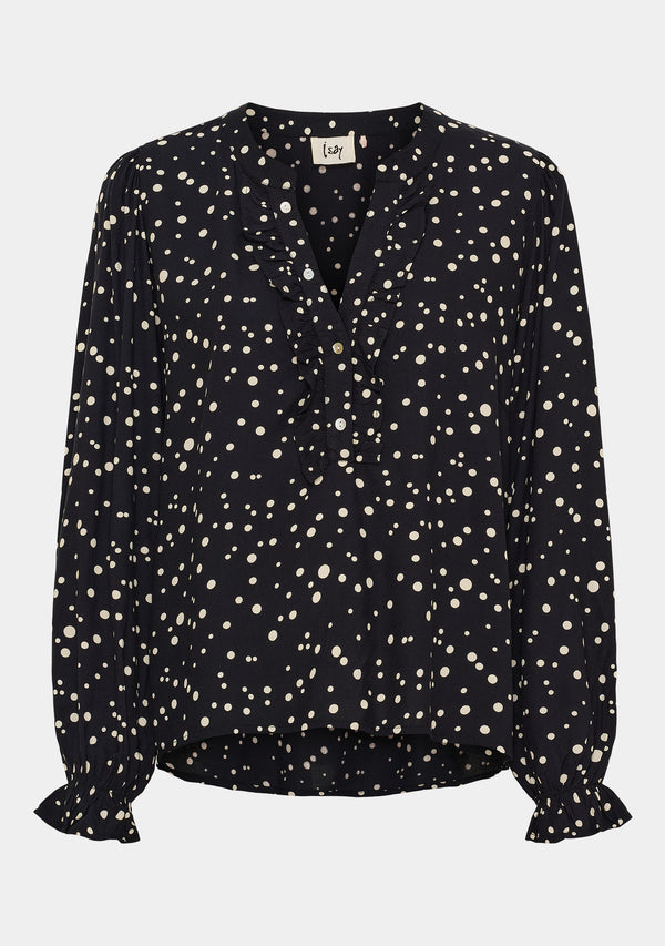 I SAY Gyta V-Neck Blouse Blouses M67 Black w/Sand Drops