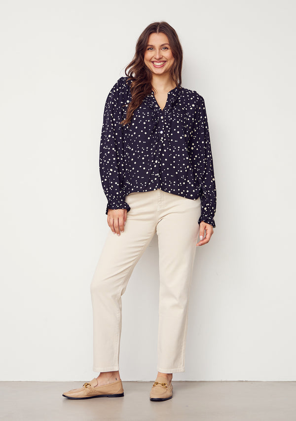 I SAY Gyta V-Neck Blouse Blouses M67 Black w/Sand Drops