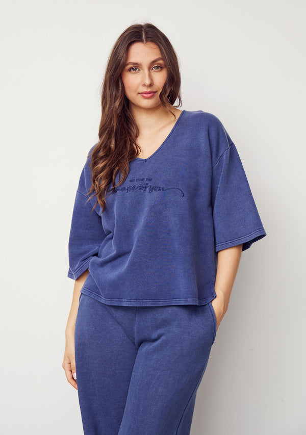 I SAY Heike Sweat Blouses 635 Washed Navy
