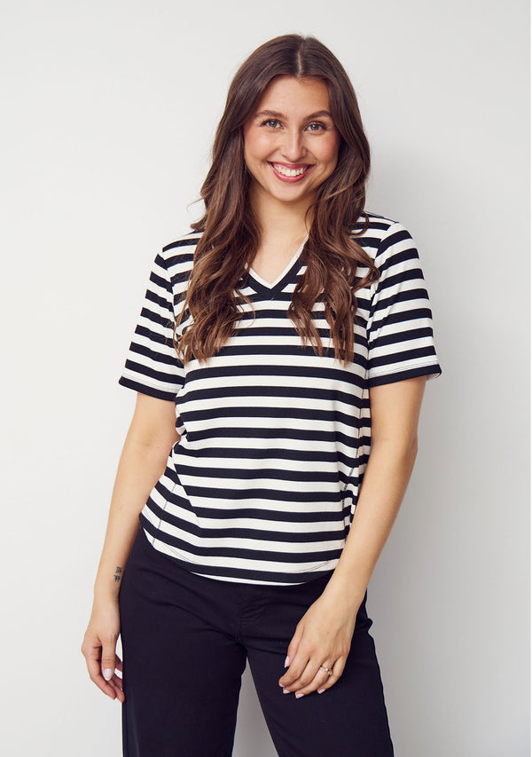 I SAY Jeila T-Shirt T-Shirts B28 Black/Broken White stripe