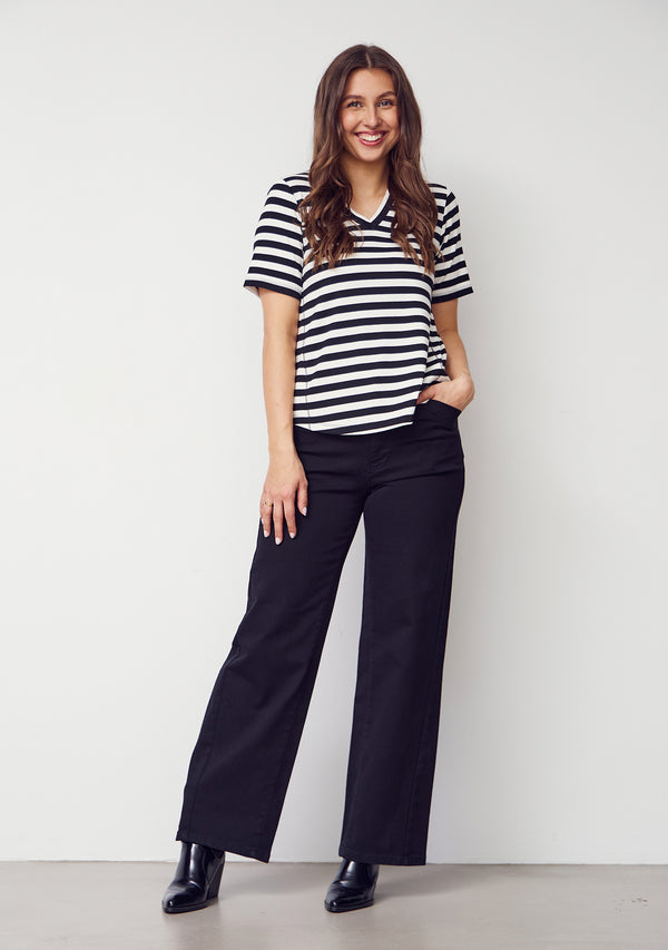 I SAY Jeila T-Shirt T-Shirts B28 Black/Broken White stripe