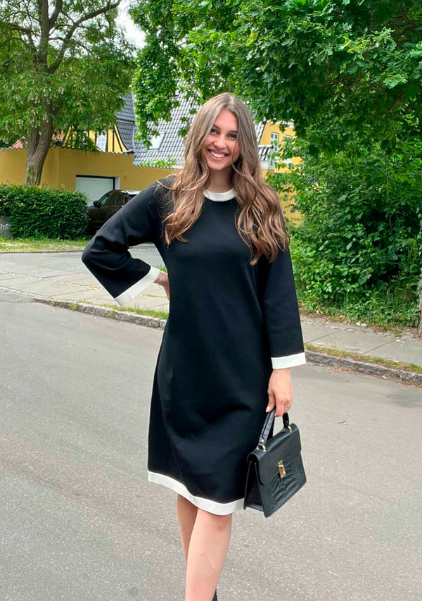 I SAY Jena Knit Dress Knitwear M41 Black w/Cream