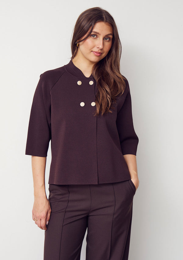 I SAY Jena Poncho Blouse Knitwear 356 Dark brown