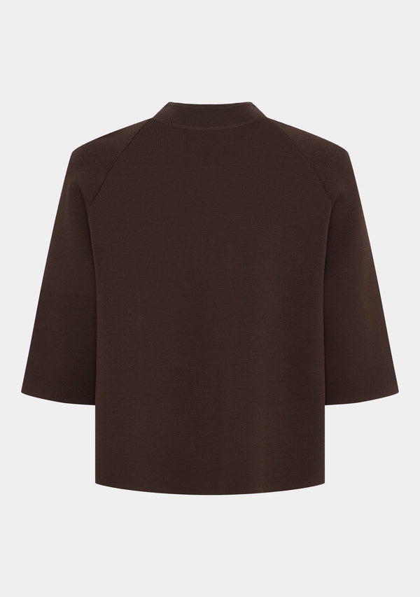 I SAY Jena Poncho Blouse Knitwear 356 Dark brown