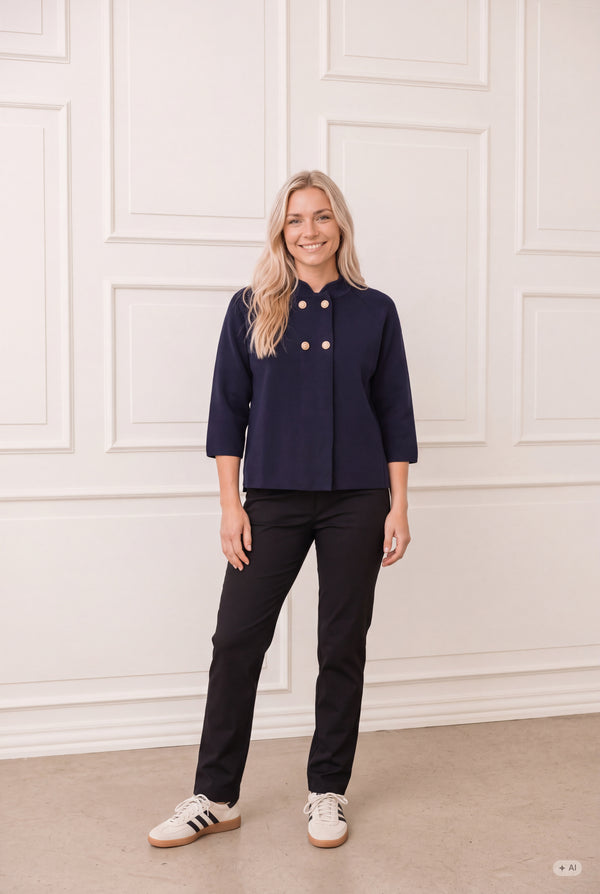 I SAY Jena Poncho Blouse Knitwear 640 Navy