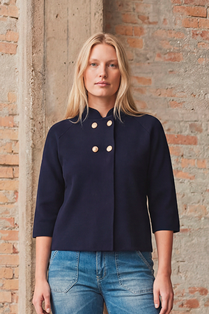 I SAY Jena Poncho Blouse Knitwear 640 Navy