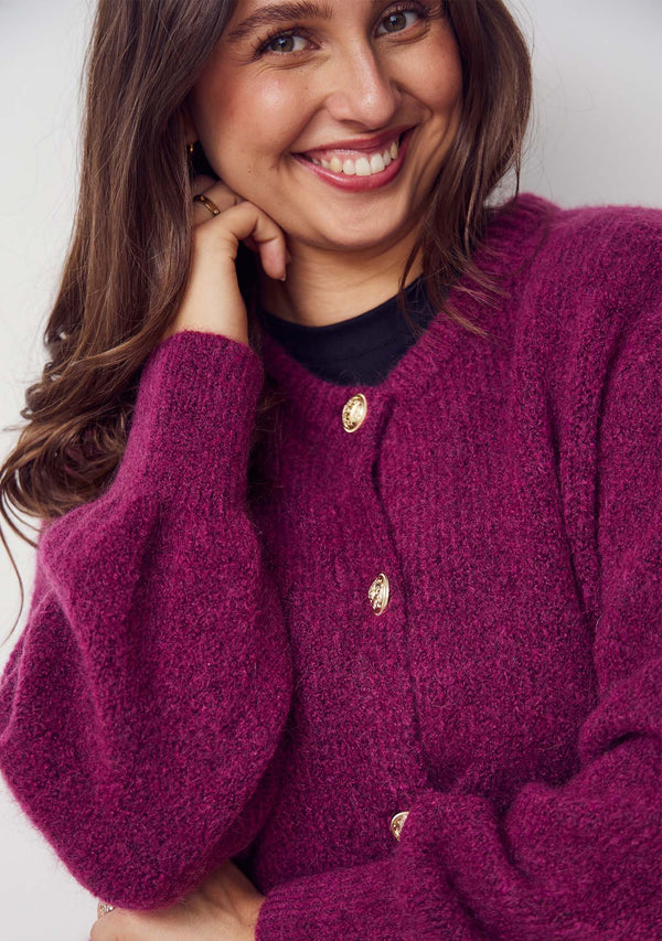 I SAY Joa Knit Cardigan Cardigans 536 Cerise