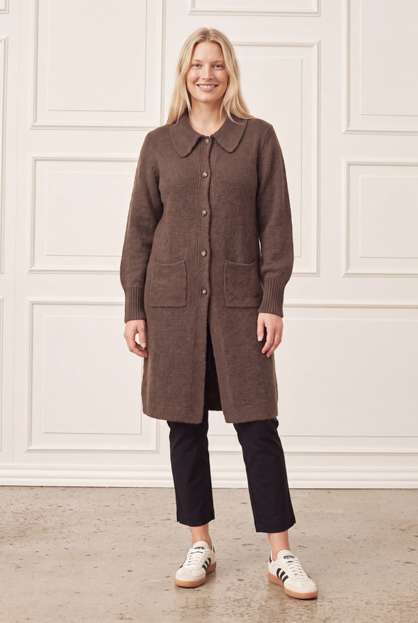 I SAY Joa Long Cardigan Knitwear 356 Dark brown