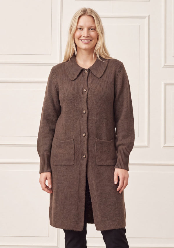 I SAY Joa Long Cardigan Knitwear 356 Dark brown