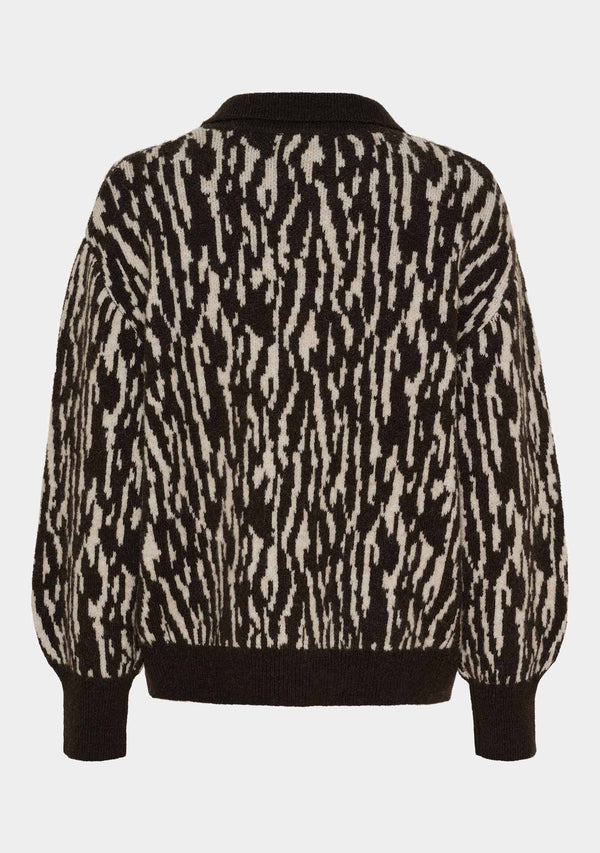 I SAY Joa Pattern Cardigan Knitwear N51 Brown Flow