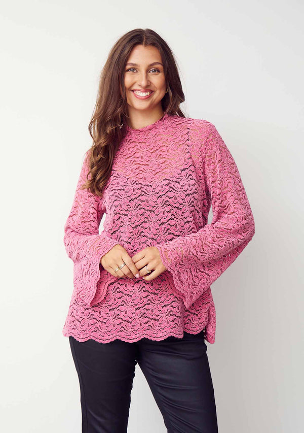 I SAY Kamille Lace Blouse Blouses 536 Cerise